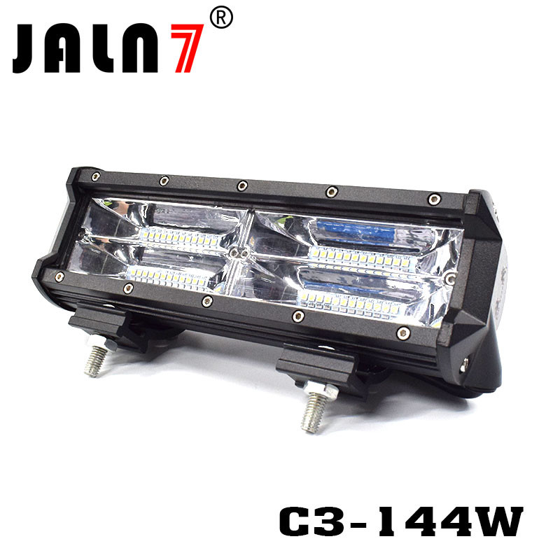LED Light Bar JALN7 144W 3Rows Flood Beam LED Driving Lamp Super Bright Off Road Lights LED Work Light Boat Jeep