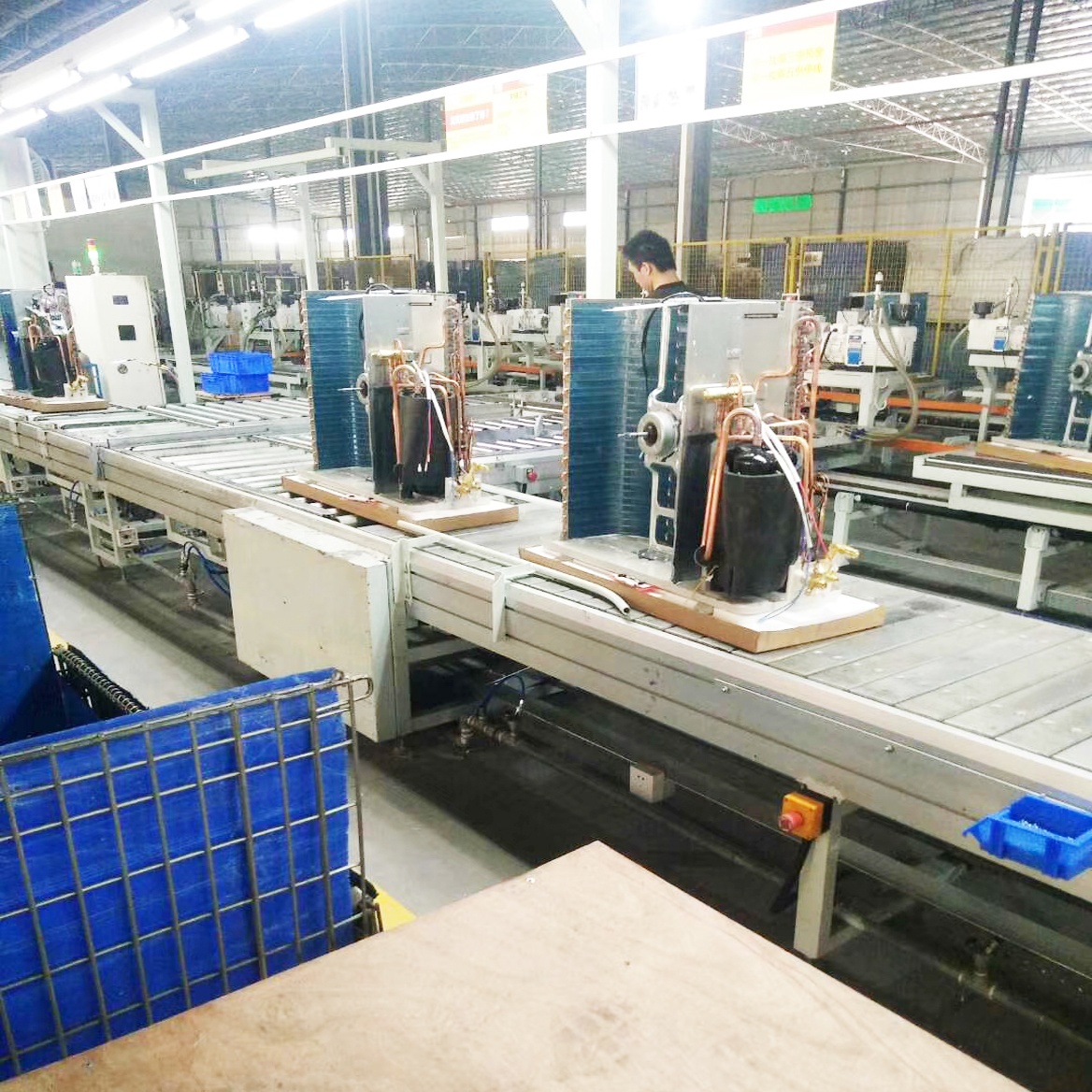 380V Outdoor Unit Air Conditioner Assembly Line With Galvanized Steel Pipe Fit