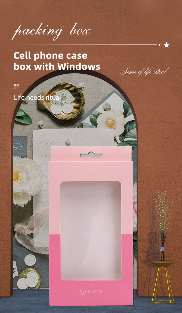 Phone Case Kraft Paper Packaging Box Toughened Film PVC Window