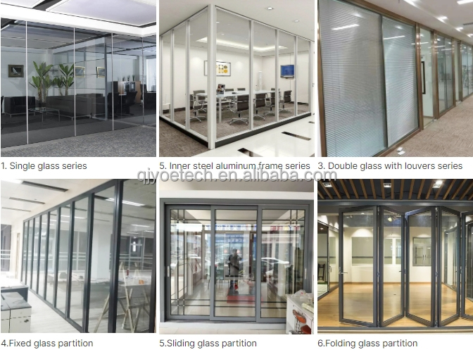 Hollow Structure Aluminum Office Partition Profile for Soundproof Glass Room Divider
