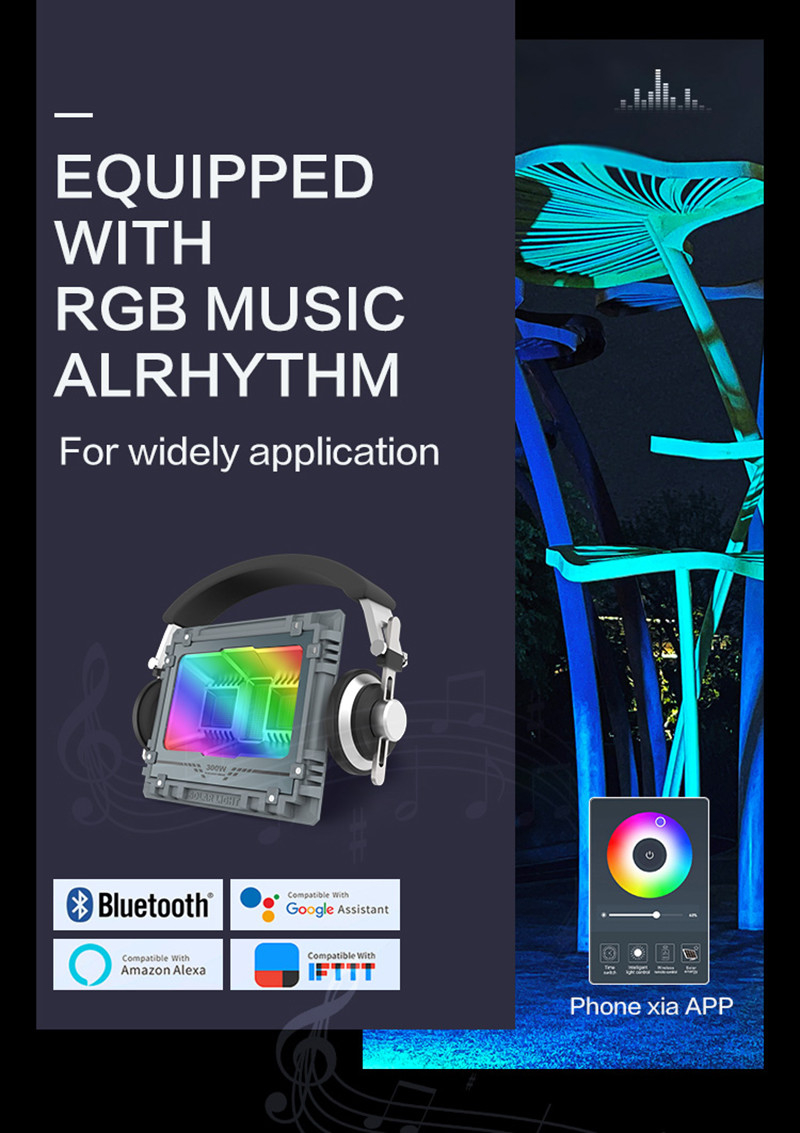 Smart APP Control RGB Color Changing Exterior Outdoor Floodlights Solar Power