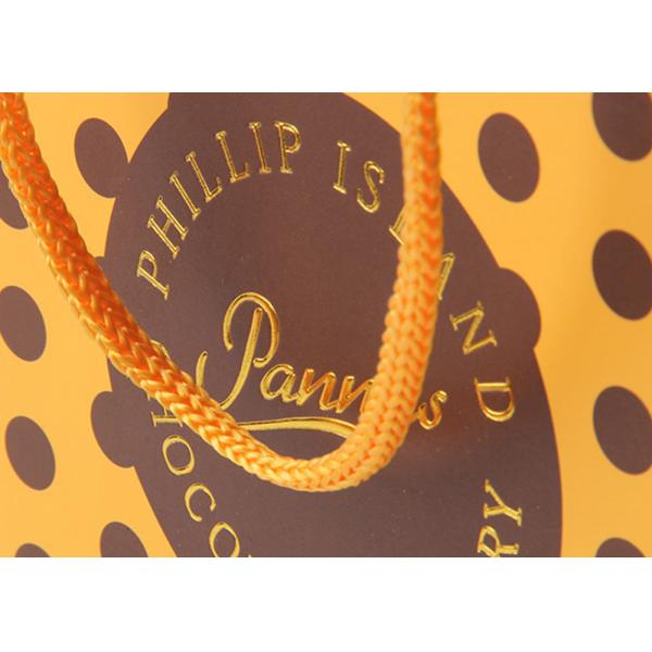 Nylon Handle Decorative Gift Packing Bags With Gold Foil Hot Stamp And Dot Pattern