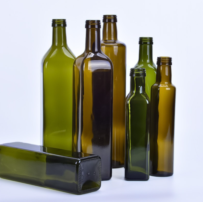 250ml 500ml Amy Green Empty Square Olive Oil Glass Bottles For Kitchen Body Material Glass