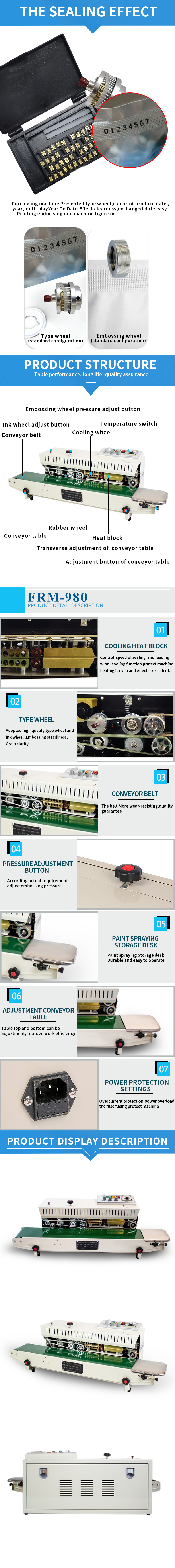 FRM-980A Portable Horizontal Band Sealing Machine for Continuous Bag Sealing 864235.5 cm