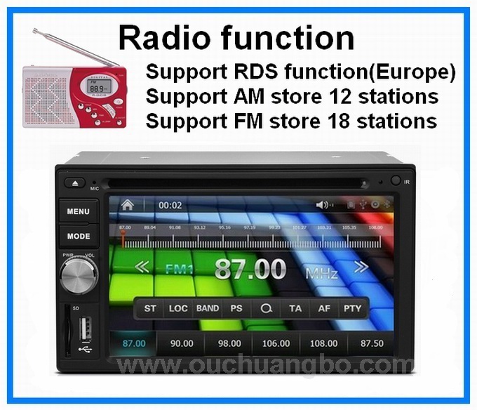 Ouchuangbo Universal car DVD radio with gps systems iPod mp3 player OCB-2616