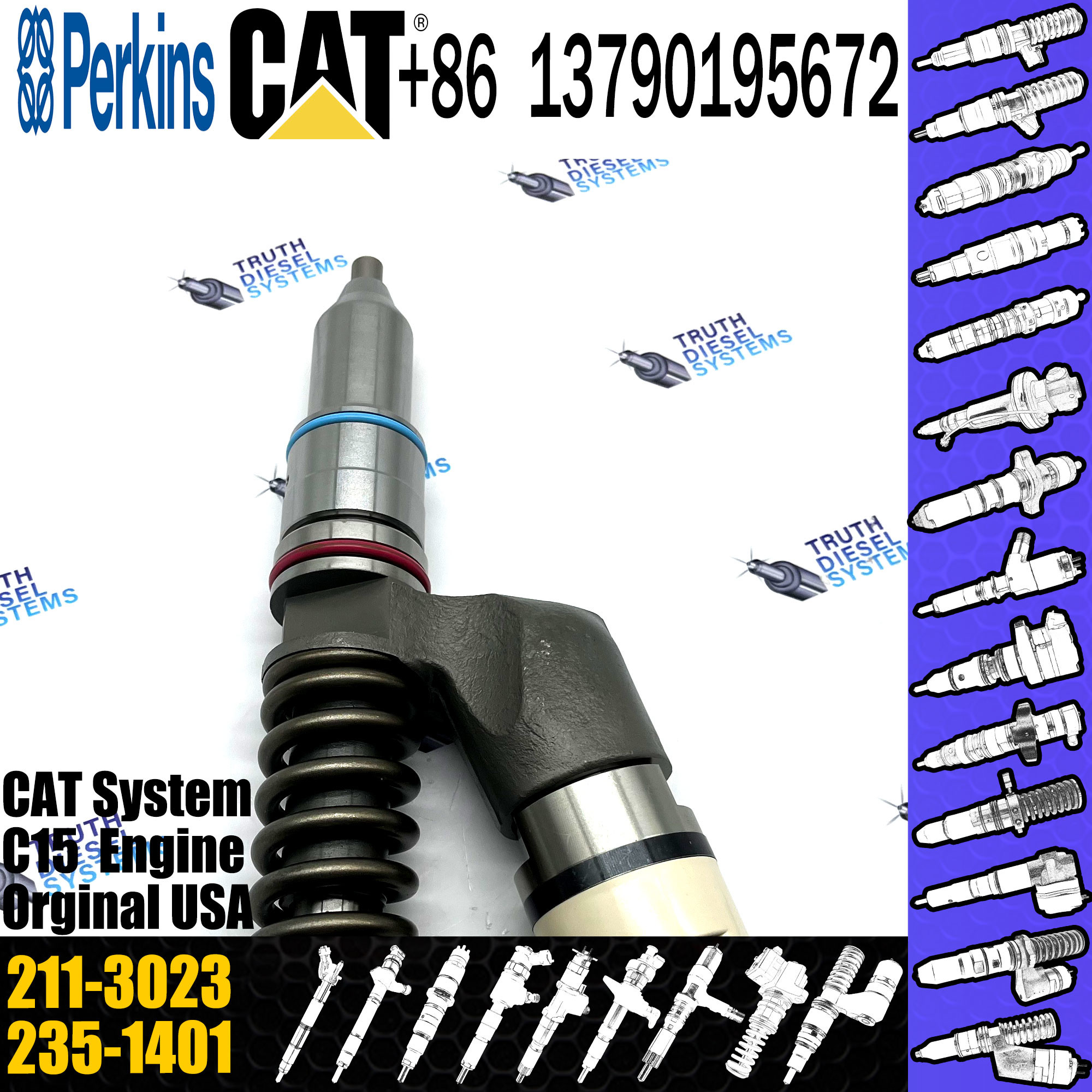 10R-0957 2113023 Diesel Pump Engine Common Rail Fuel Injector 10R0957 211-3023 For CAT Excavator Truck C15 3406E