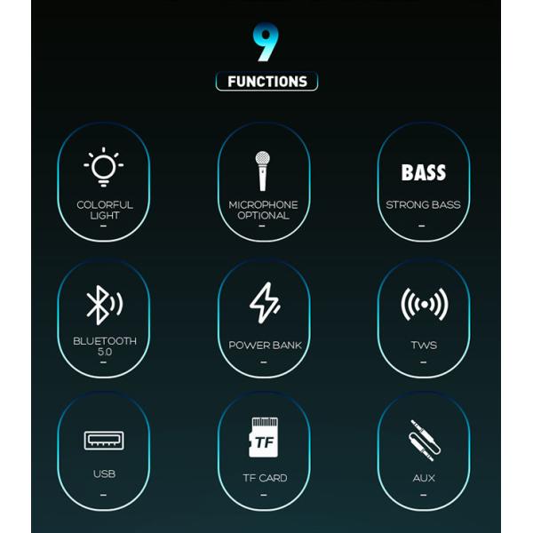 Portable V5.3 Bluetooth Outdoor Party Speaker 4Ω For Music Wireless Strong Broadcast Connection