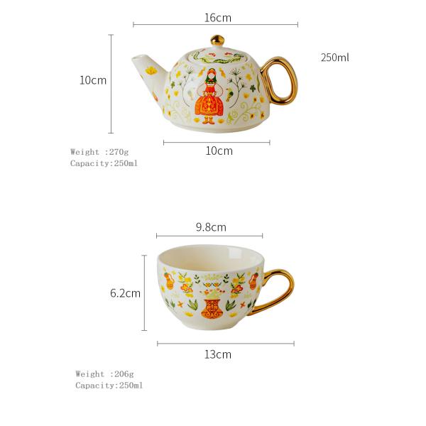 Single Teapot And Cup Set Porcelain Individual Tea Set With Wedding Gift Cup And Saucer