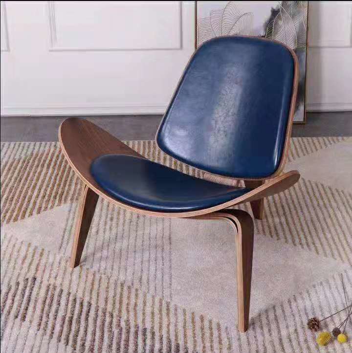 Hotel Leisure Bentwood Lounge Chair Lobby Fabric Leather Wooden Shell Chair