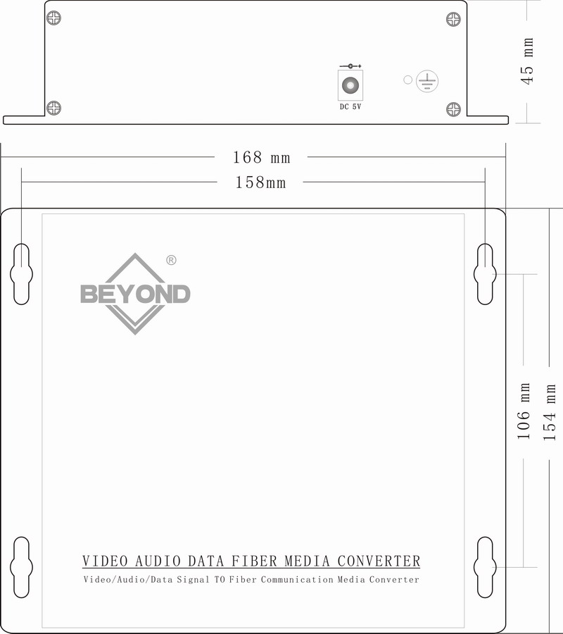 2 CH BIDI Balance Audio(XLR)To Fiber Optic Dimensions