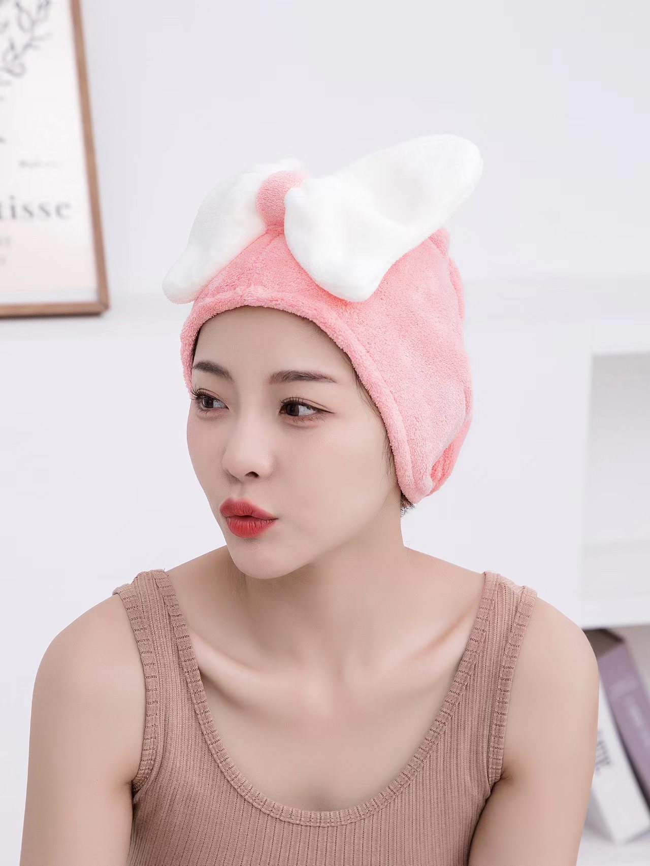 Superfine Fiber Cute Bow Dry Hair Cap for All Ages Fast Absorbent Ladies Hair Towel