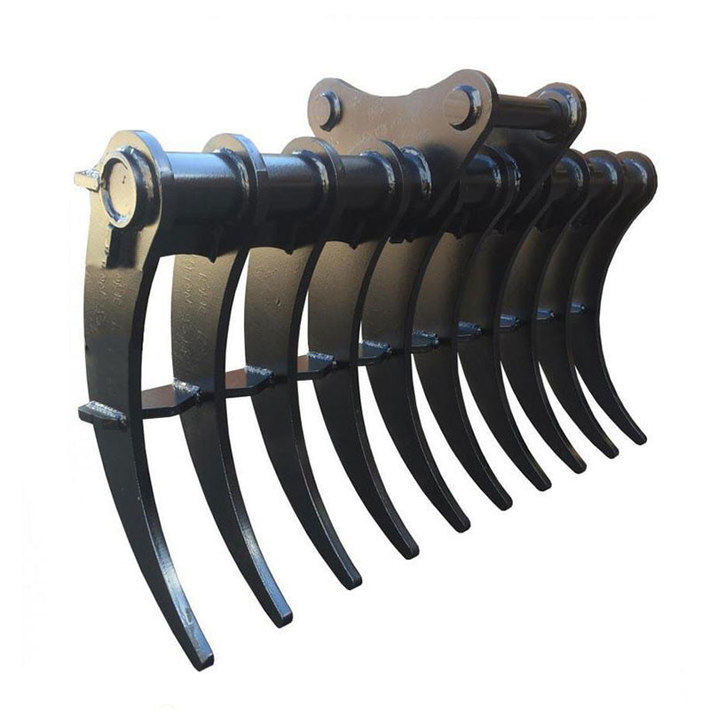 4000kg Excavator Brush Rake Durable Steel Construction And Curved Tines