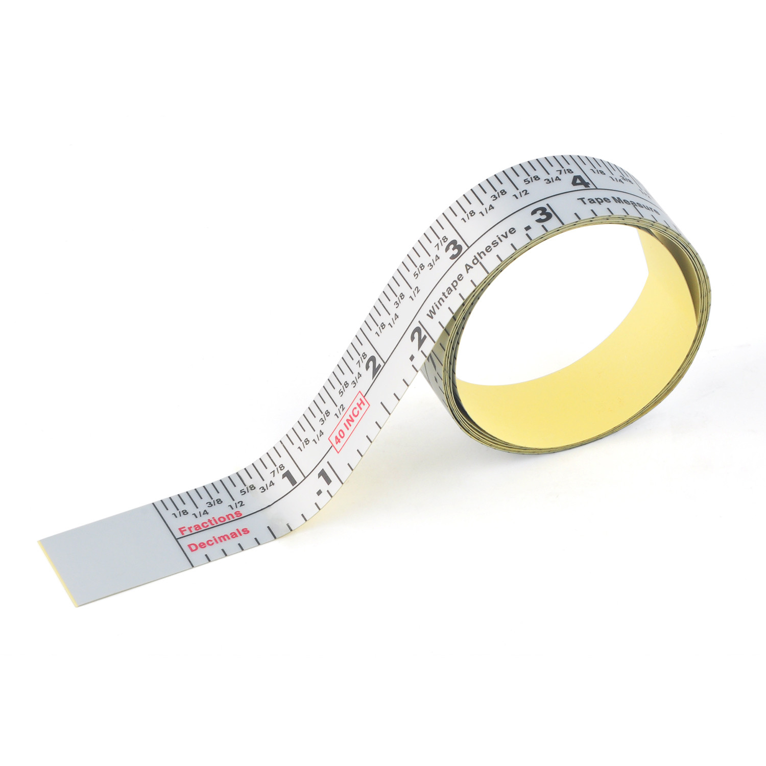 Wintape New 40 Inches Fractions And Decimals Scales Adhesive Measuring Ruler Waterproof Sticker Measurement Tape