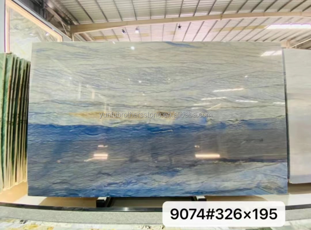 Directly Sell Honed Azul Imperial Slab Blue Sky Quartzite Grand Skylight Marble Tile