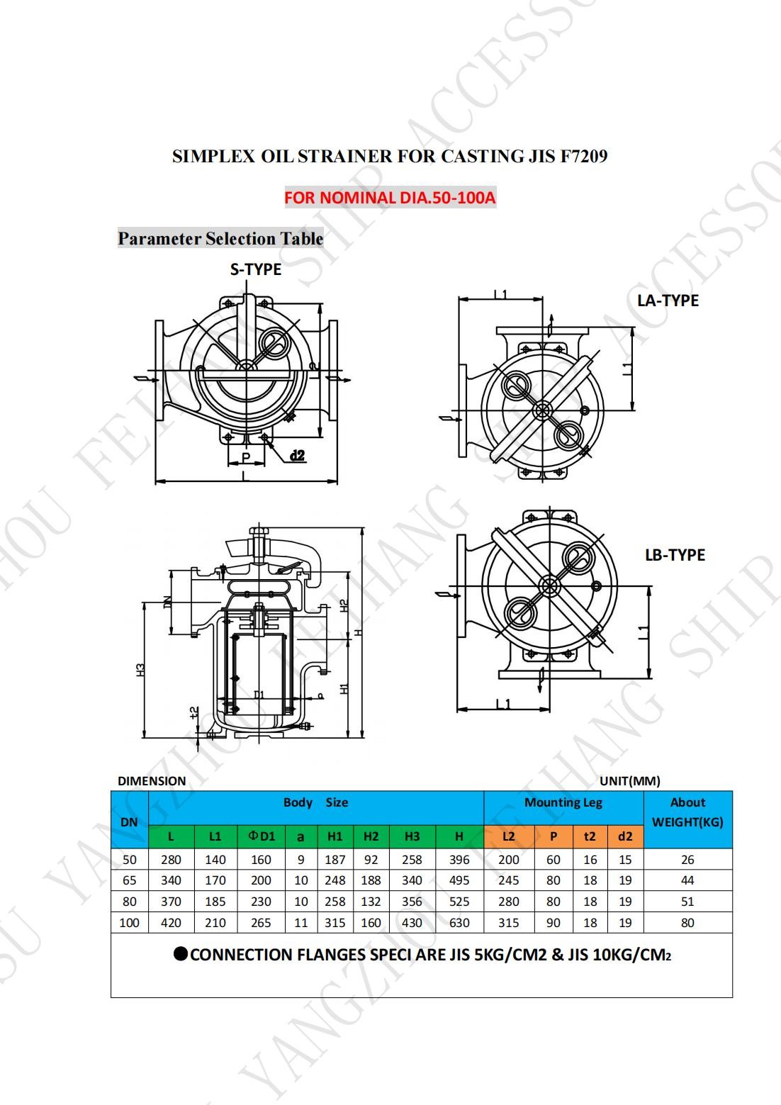 China Simplex Oil Straines & Single Oil Basket Filter Supplier 5K-125A JIS F7209 Body - Cast Iron And Filter - Stainless Steel