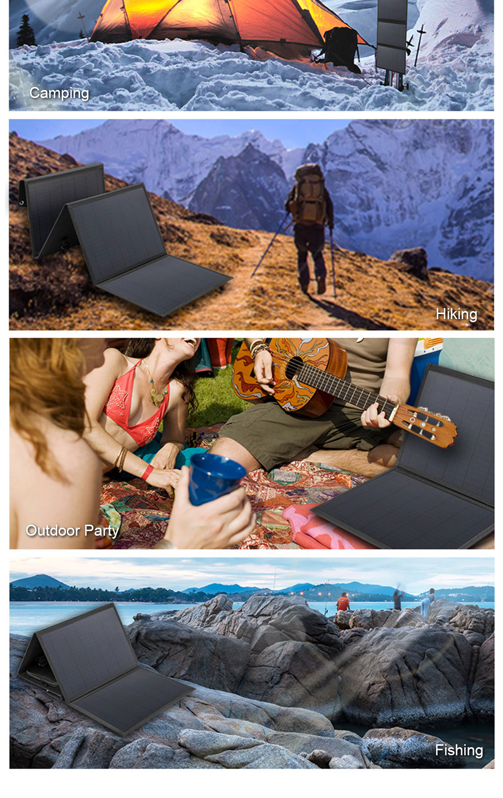 Mono Camping Foldable Solar Panel Charger Output Type C And Usb 80W Portable