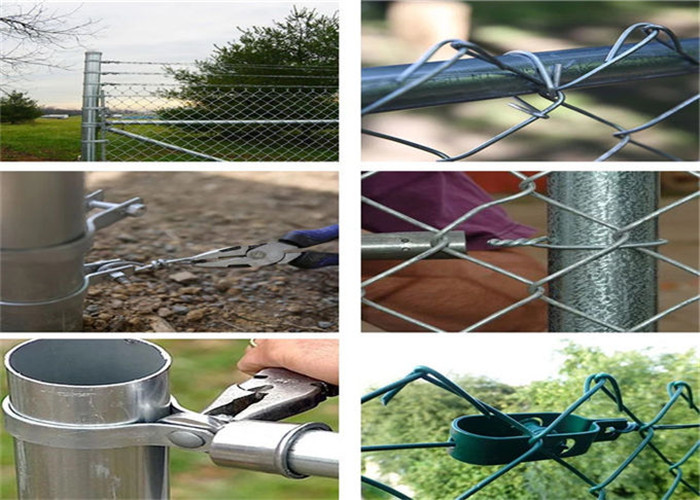 Commercial Black PVC Coated Chain Link Fence Fabric For School Sports Fence