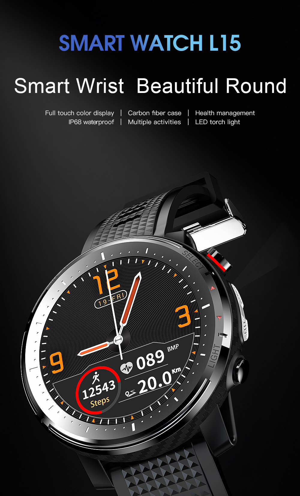 L15 Sports Fitness Tracker IP68 Waterproof Fitness Watch With Oxygen Monitor