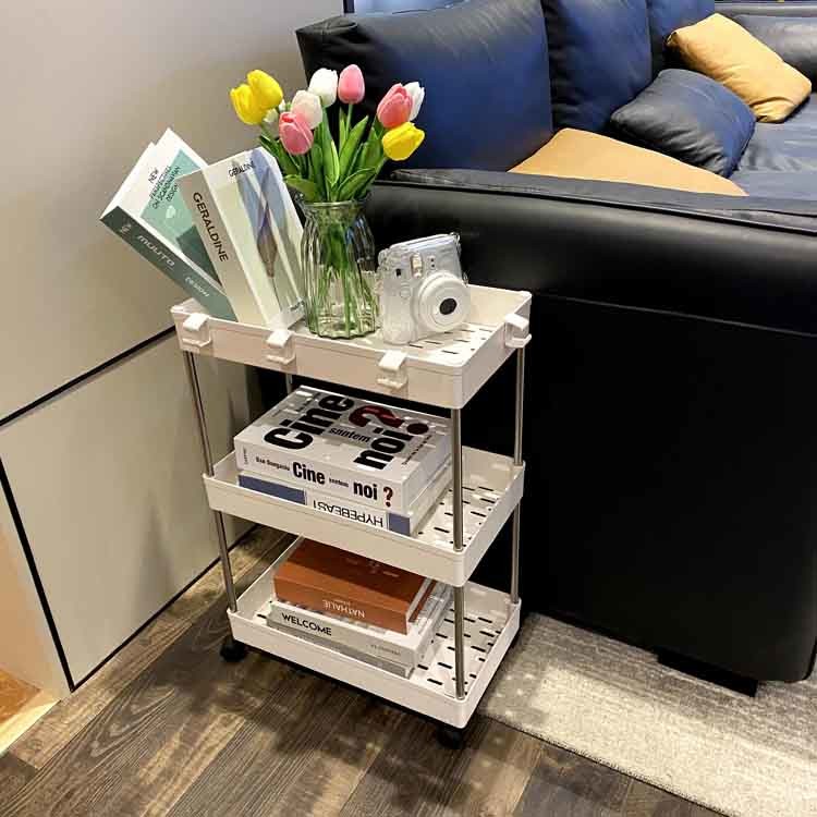 Movable Vegetable Stainless Storage Cart , Slim Rolling Bathroom Storage Carts