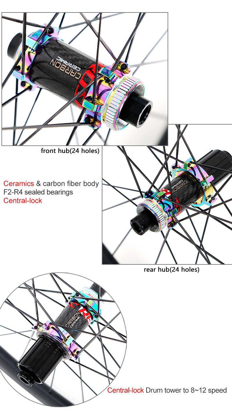 Light Weight 700 X 25C Carbon Fiber Wheelset With Ceramic Hub