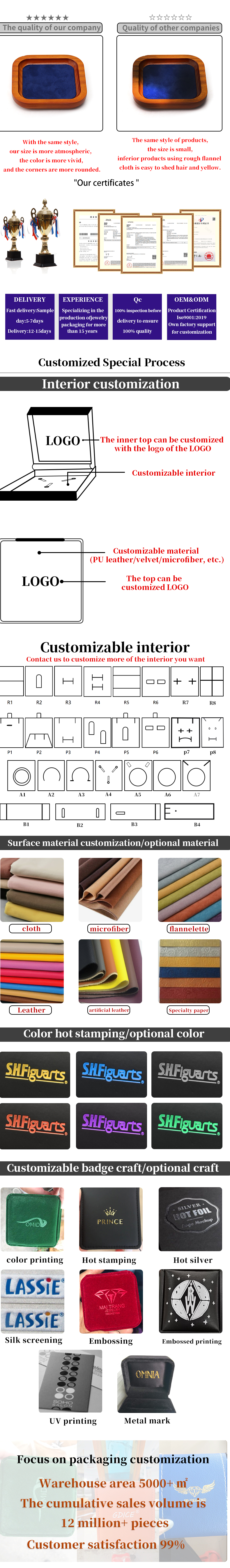 Solid Wood Luxury Jewelry Display Props Navy Super Fiber Lining for Jewelry Exhibition