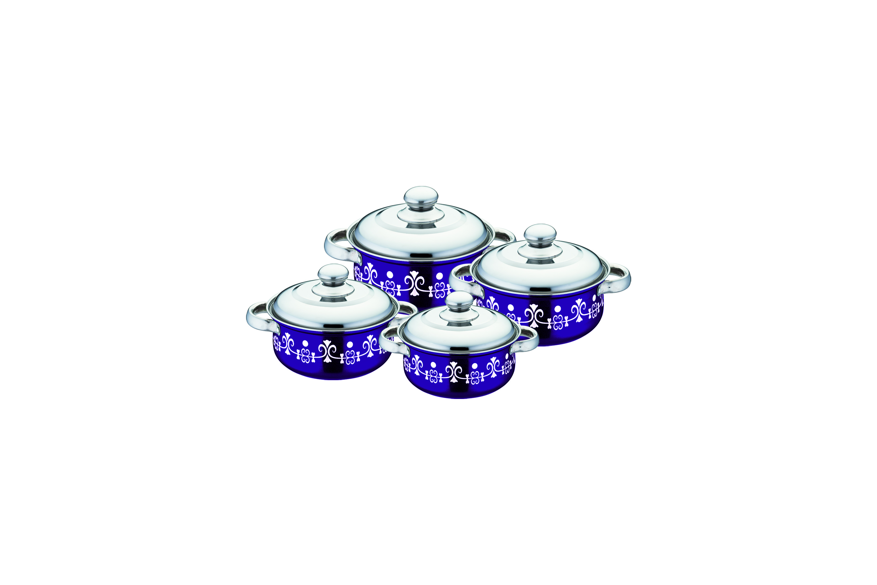 2020 hot sales 4pcs colorful cookware set & red ,blue 16cm -22cm color&flower cooking pot &stainless steel pot