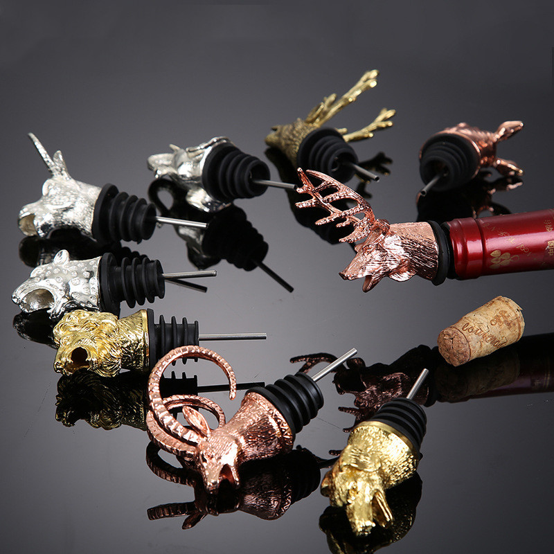 Custom Animal Metal Wine Pourer With Zinc Alloy Stainless Steel Material