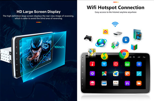 RDS Android 10 Inch Car Stereo Single Din Head Unit With Screen GPS Wifi
