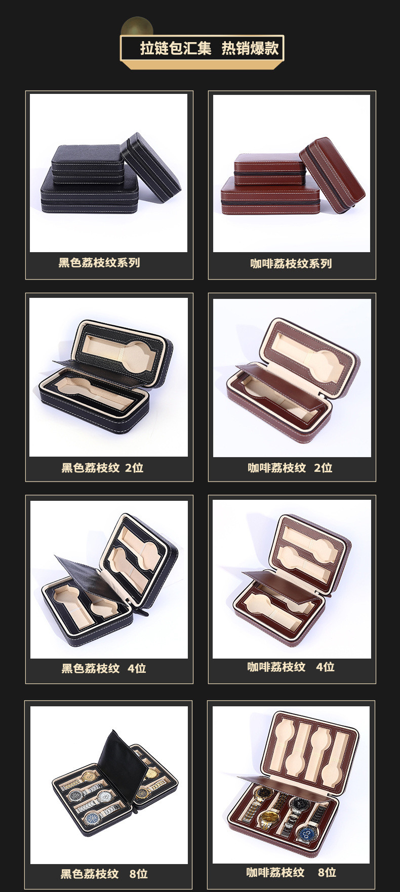 VINTAGE STYLE 8-BIT ELECTROMECHANICAL WATCH CASE FASHION ROUNDED CORNERS PERSONALITY WATCH DISPLAY ZIPPER BAG