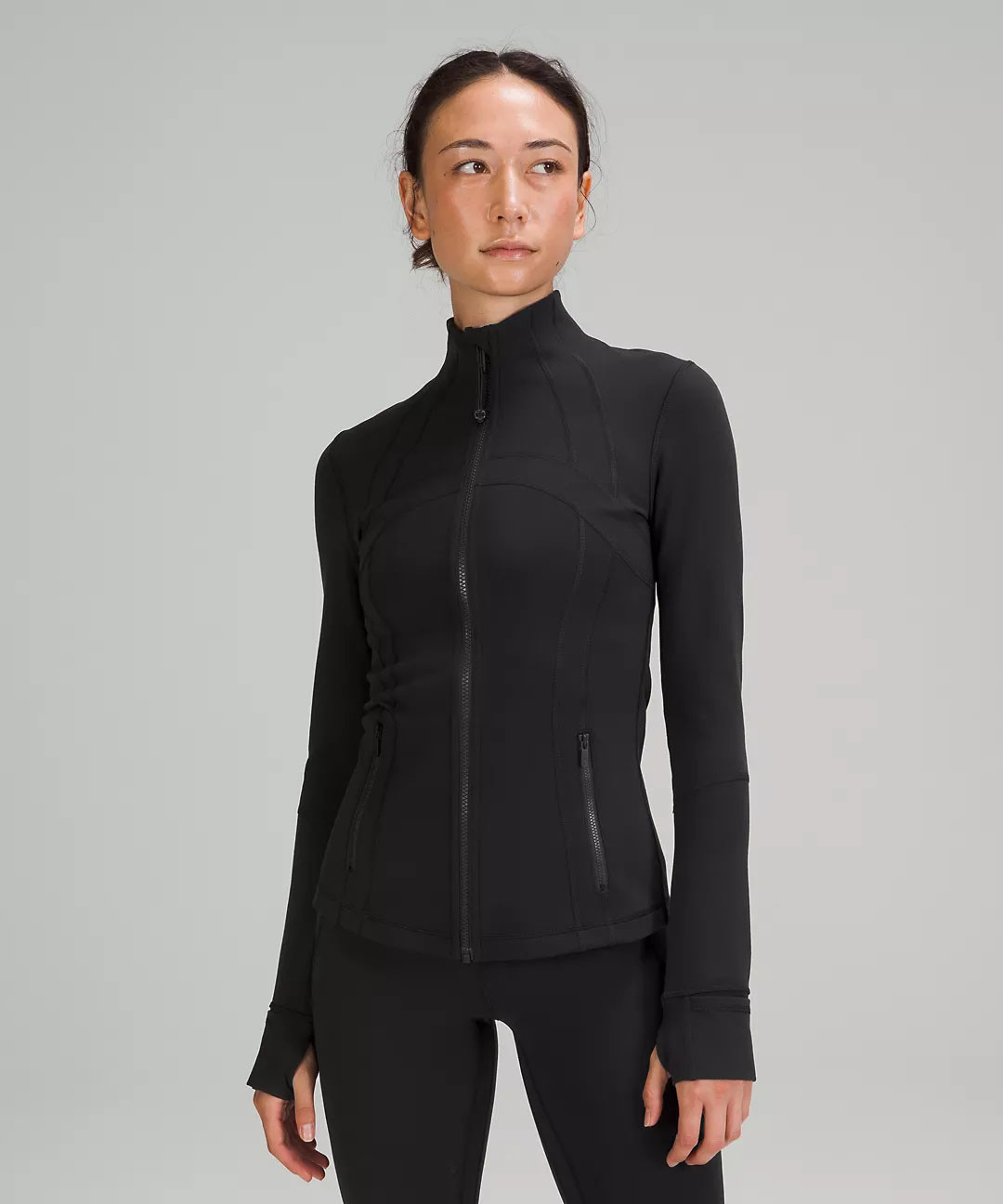 Plus Size Long Sleeve Thumb Hole Side Pocket Running Jacket Women