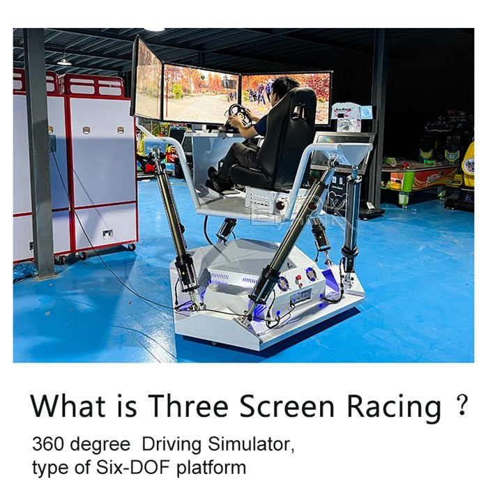 Six Axis Three Screen 9D VR Simulator Racing Car For Kids 7 Years Old Above