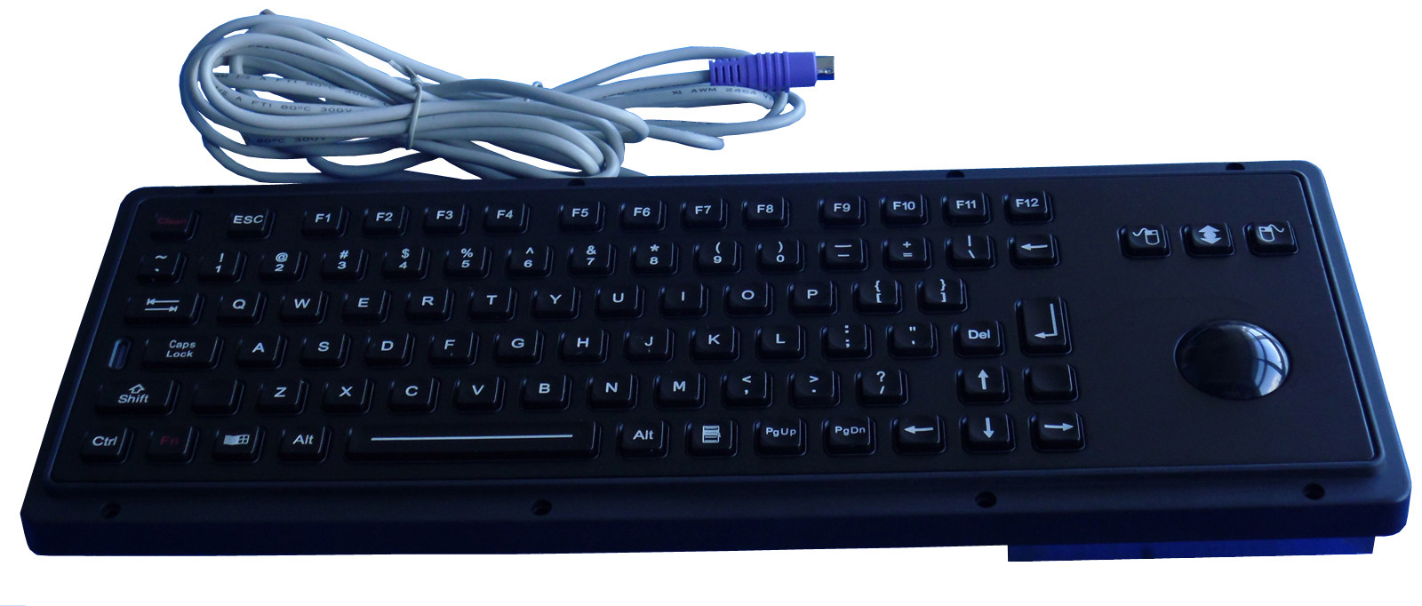 IP65 black vandalproof Industrial Keyboard With Trackball and function keys