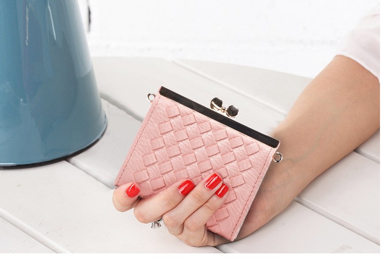 BM 10x2x9cm Zippered Coin Purse Woven Pu Leather ISO9001
