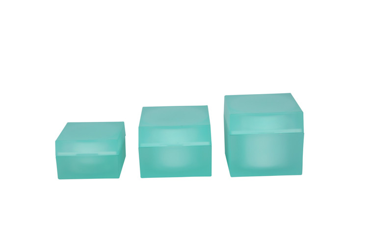 Clear Green Square Cream Lotion Bottles With Internal Press Pump 30/50/80g Heavy Acrylic Cream Jar Skincare Set