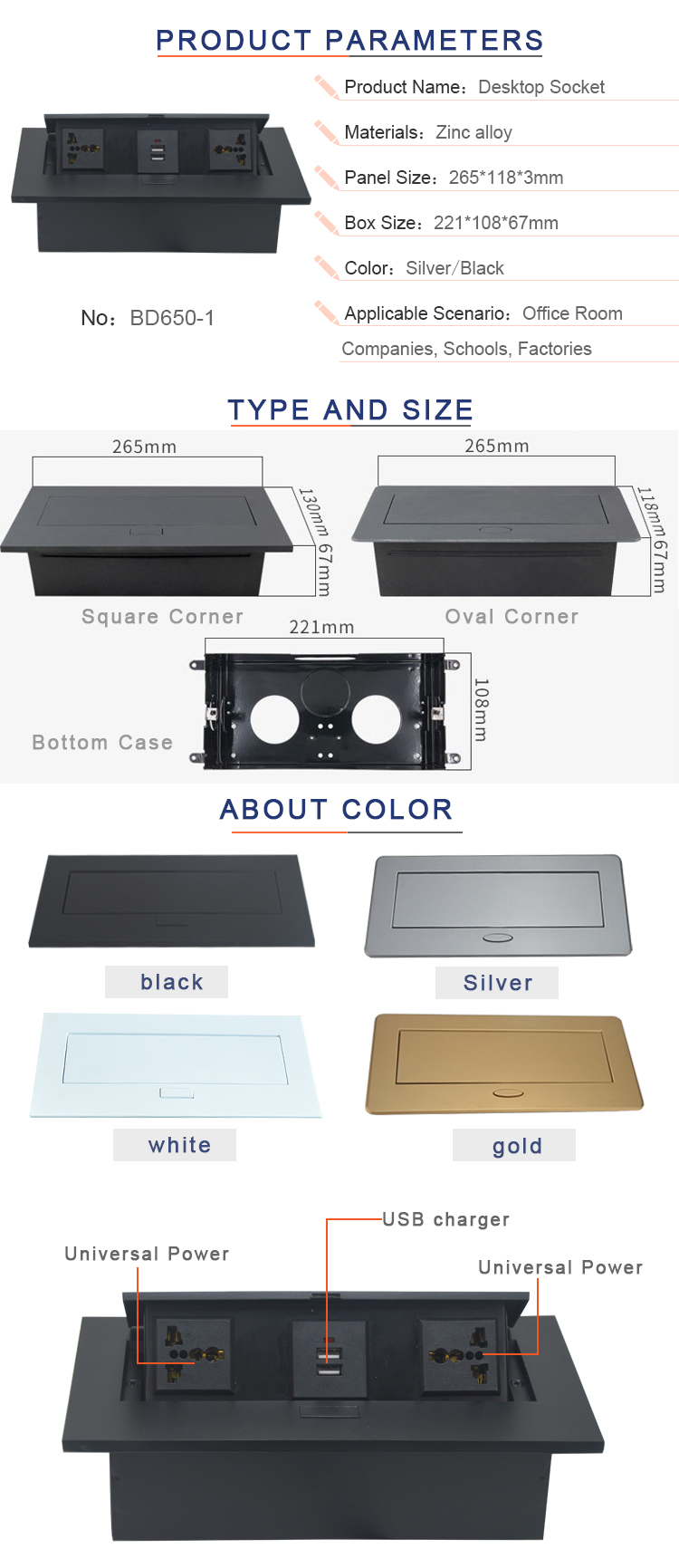 available customized different modular without pre-wired design pop up desktop socket