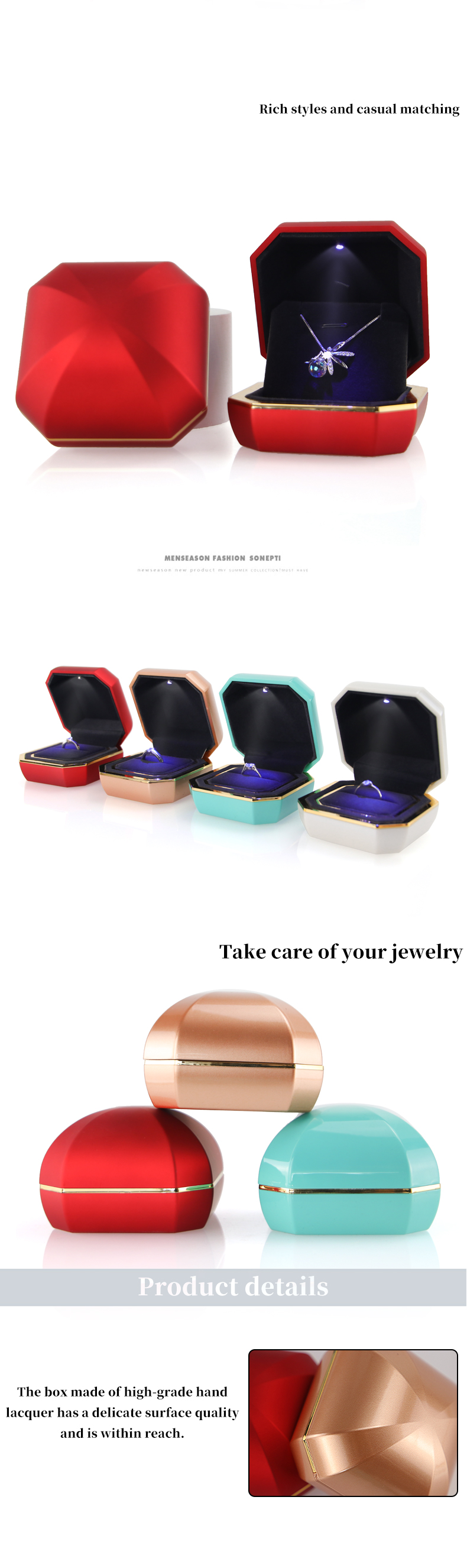 LED Jewelry Box Hanhong Round White Light Luxury Bulb Packaging for Customized Size