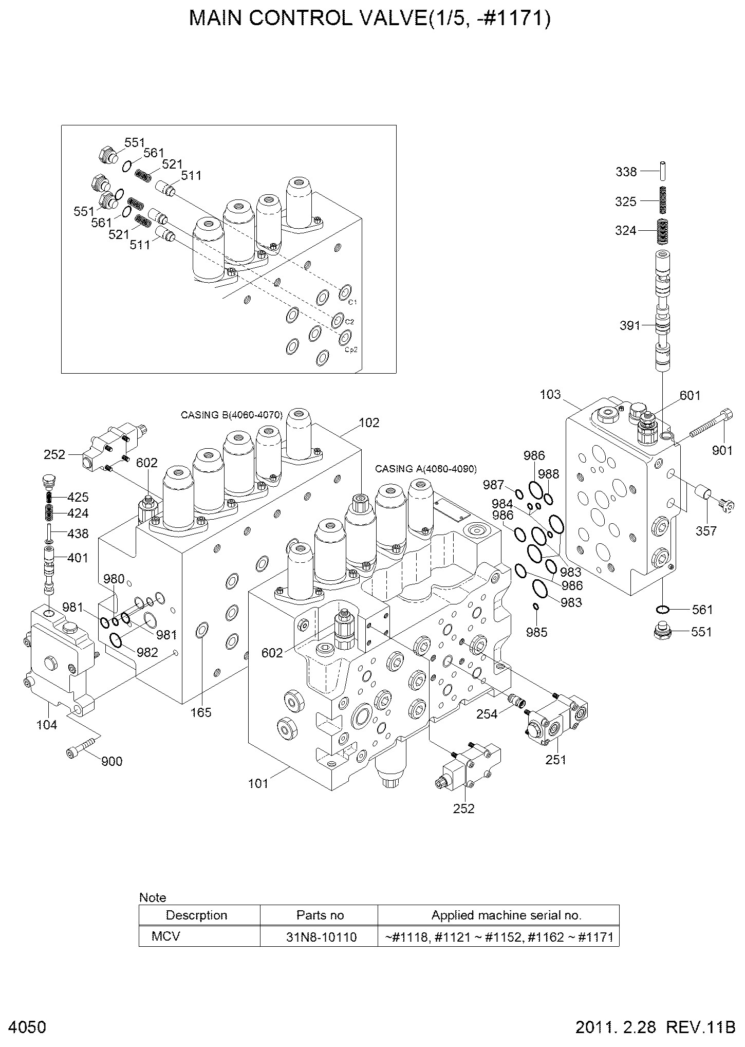 Excavator R290LC-7 R305LC-7 Hydraulic Control Valve 31N8-10110 Main Control Valve