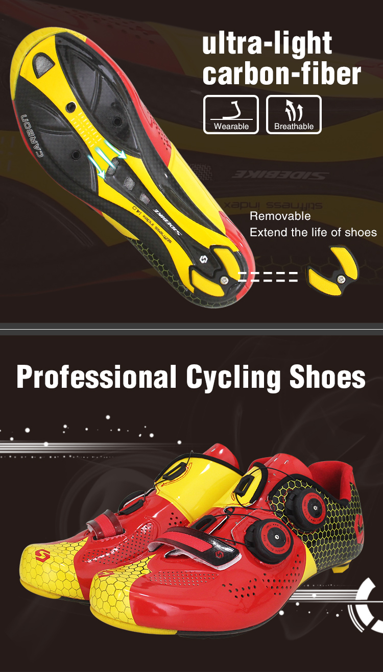 OEM Road Racing Bicycle Shoes , Red Road Cycling Shoes Good Shock Absorption