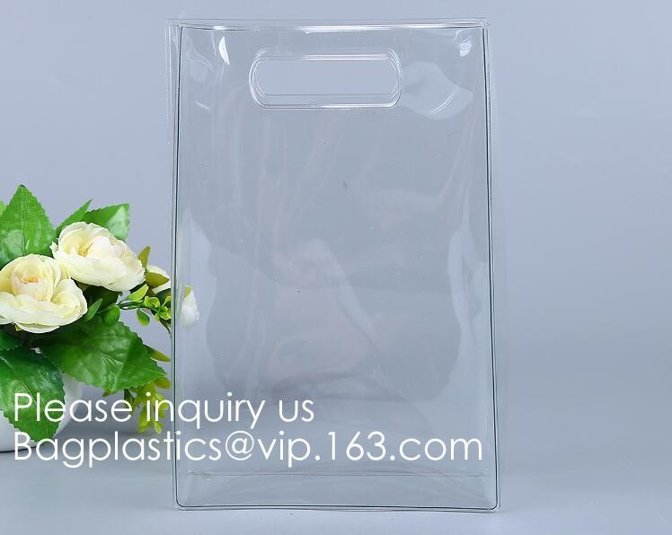 Waterproof All Over Printing PVC Coating Tote Shoulder Fabric Shopping Bag With Gusset And Lining,Jelly Clear Plastic PV