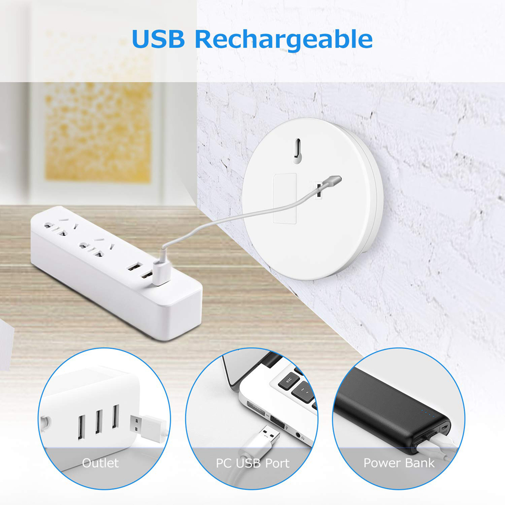 80mm Diameter 14.5mm Thickness Battery Operated Motion Sensor Light Cold White