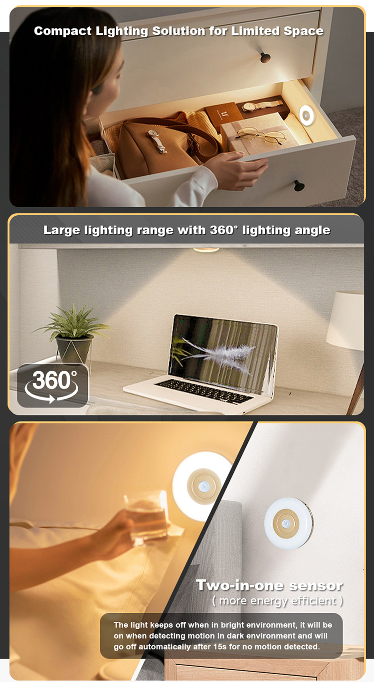 Wireless Wardrobe Motion Sensor LED Light 0.5W Motion Activated Closet Light