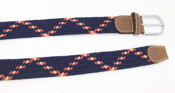 1.33'' Width Polyster Leather Mens Woven Elastic Belt