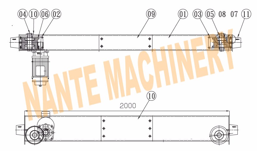 Overhead And Gantry Crane Open Gear End Carriage / Crane Components Light Duty