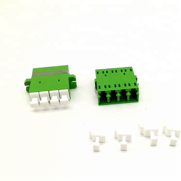 High Density Fiber Optic Connector LC APC 4cores Inner Shutter Quad LC To LC single mode fiber adapter, green color