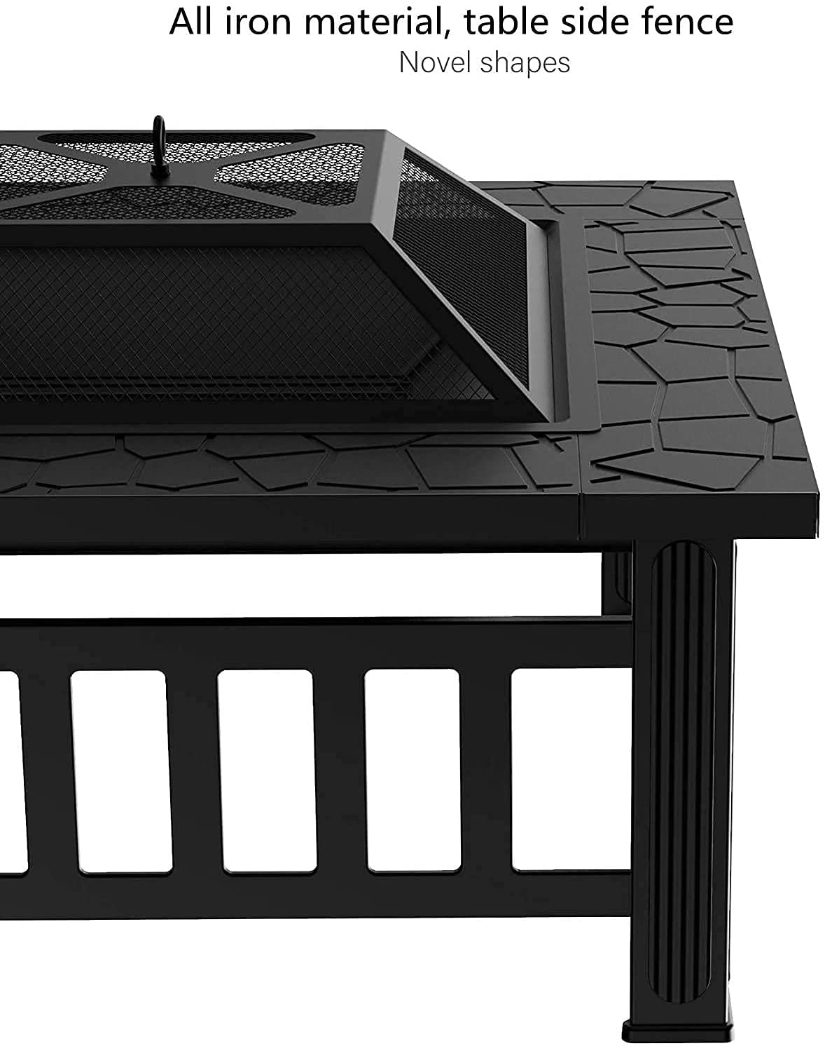 Outdoor Heating Square Fire Pit 32 Inch for Patio Backyard Garden High Satisfaction