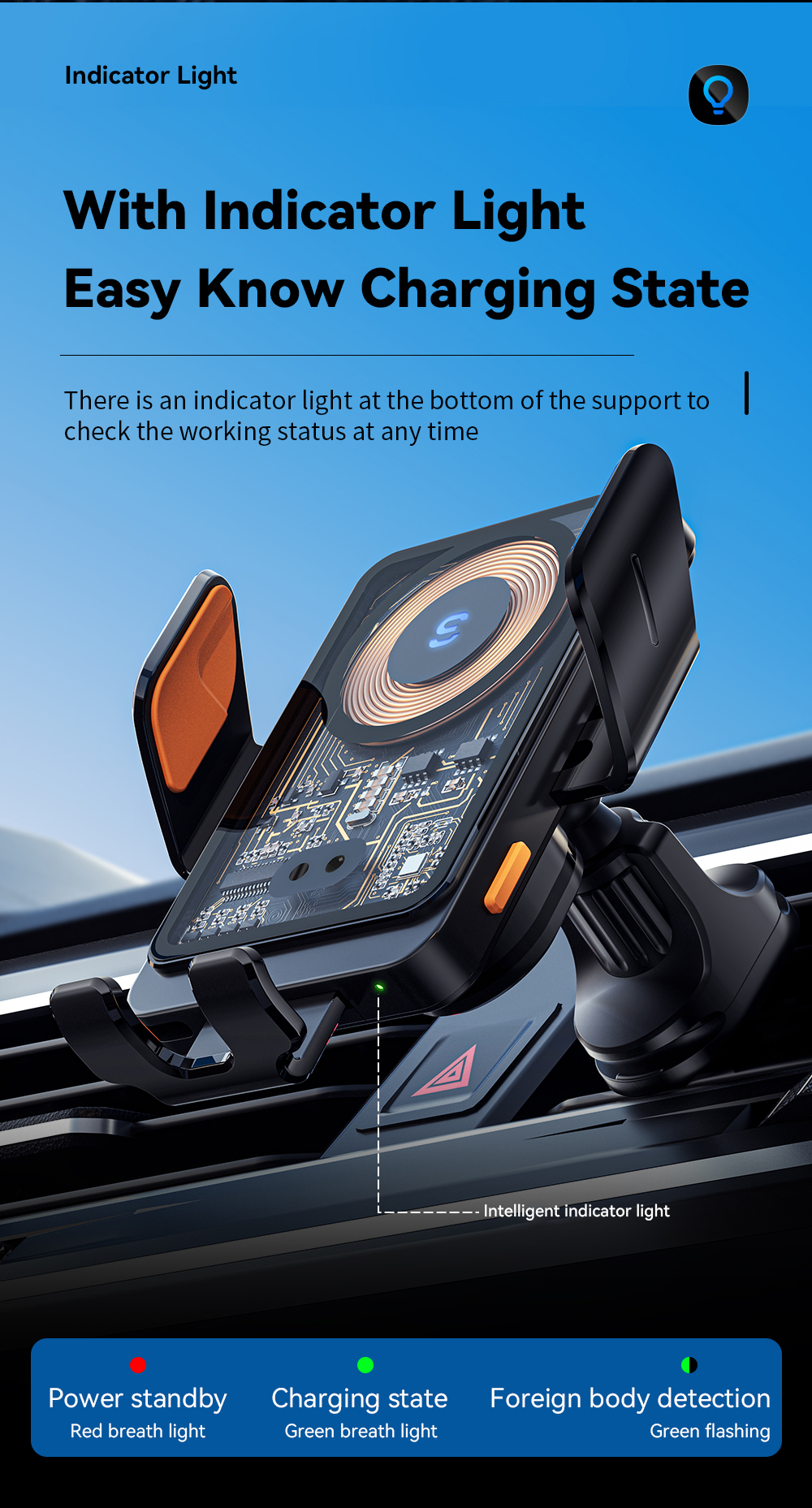 ESSAGER T11 Series Wireless Car Charger Holder Wireless Charging Phone Stand 5V/2A