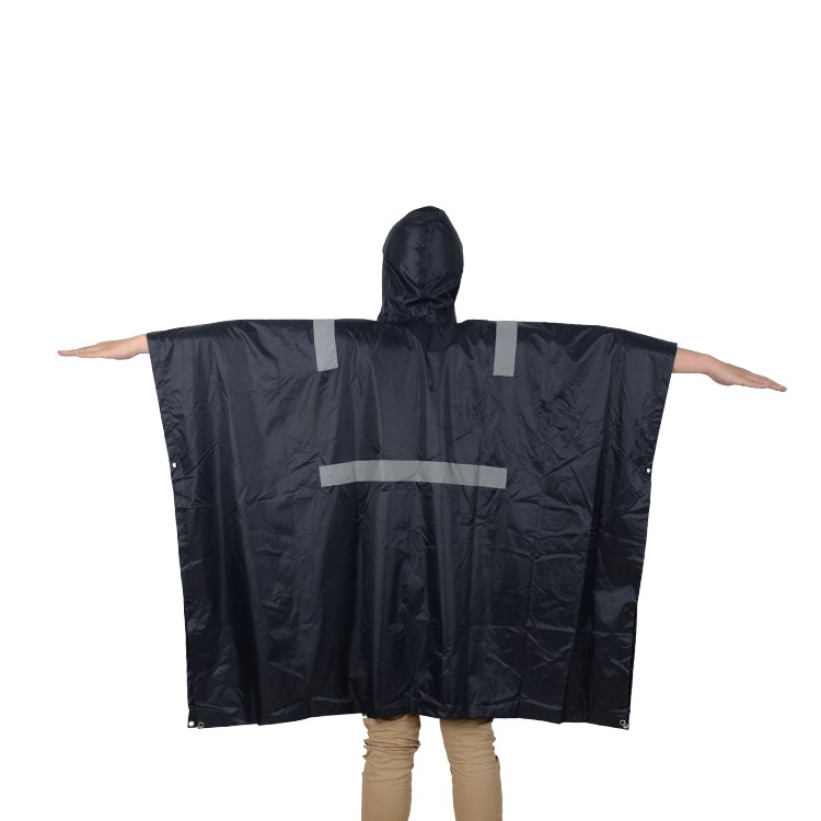 R018-R 100% Waterproof Rubberized Poncho with Reflective Tape Lightweight and Durable
