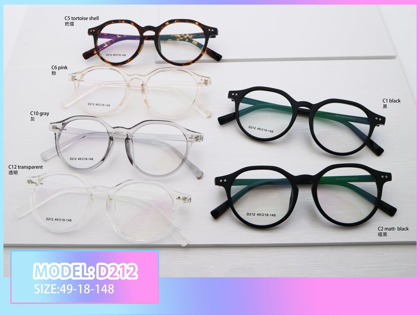 Full Tr90 Glasses Frames Light With Adjustable Temple Length Big Frames