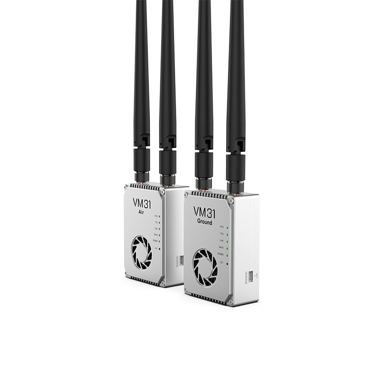 VM31 Video&Data&RC link has two frequencies optional(800MHz、1.4GHz) with 15km grade(air to ground) transmission range.