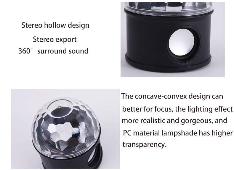 1200mAh Battery 6W Disco Light With Bluetooth Speaker For Party